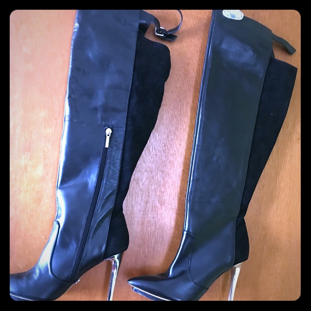 Black thigh high boots